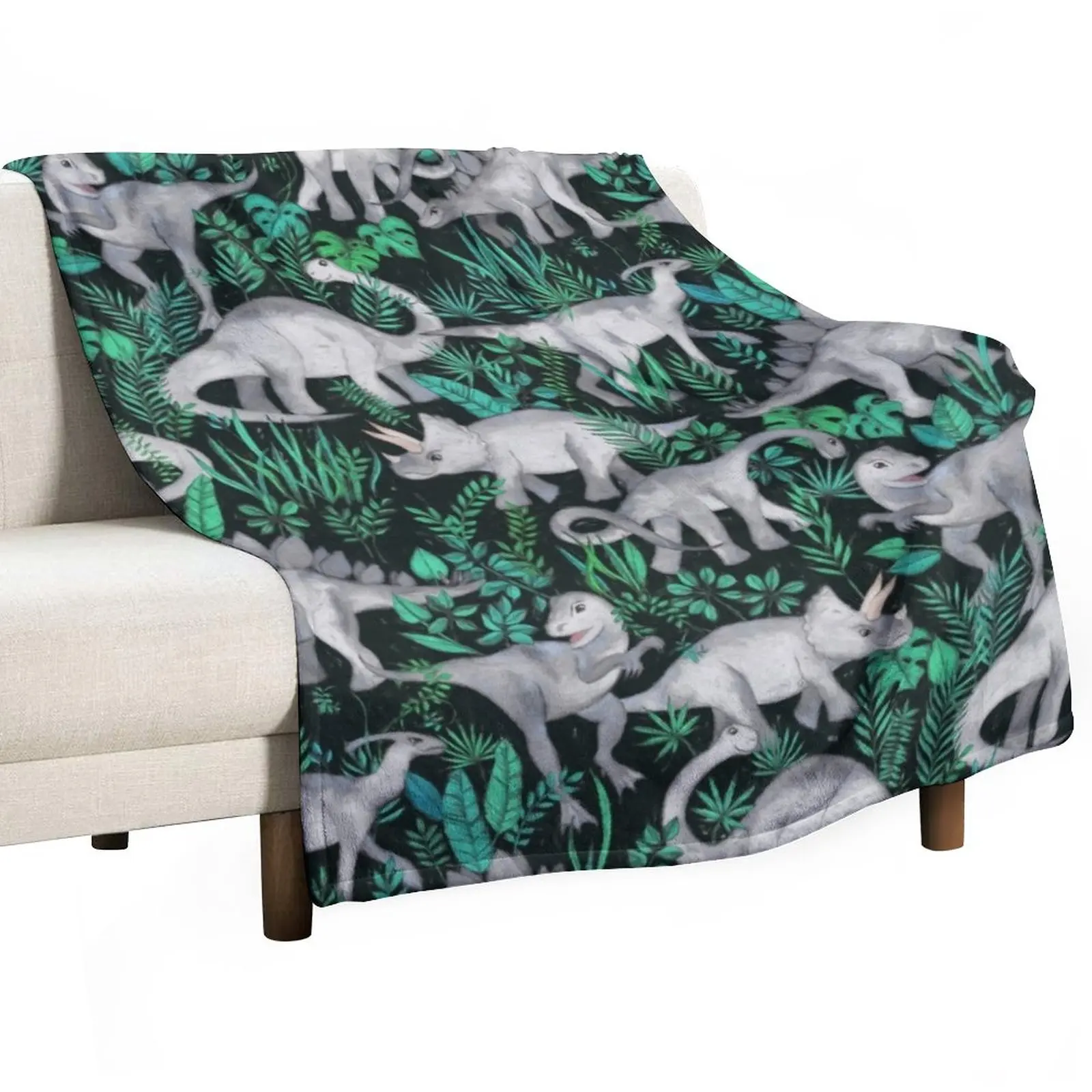 

Dinosaur Jungle Throw Blanket Travel Blanket fluffy blanket