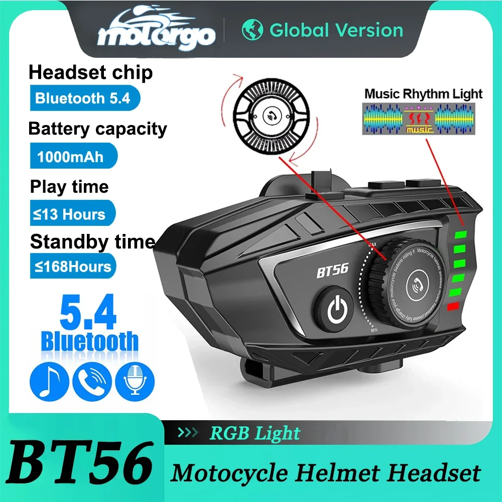 BT56 Motorcycle Helmet Headset Bluetooth 5.4 Waterproof