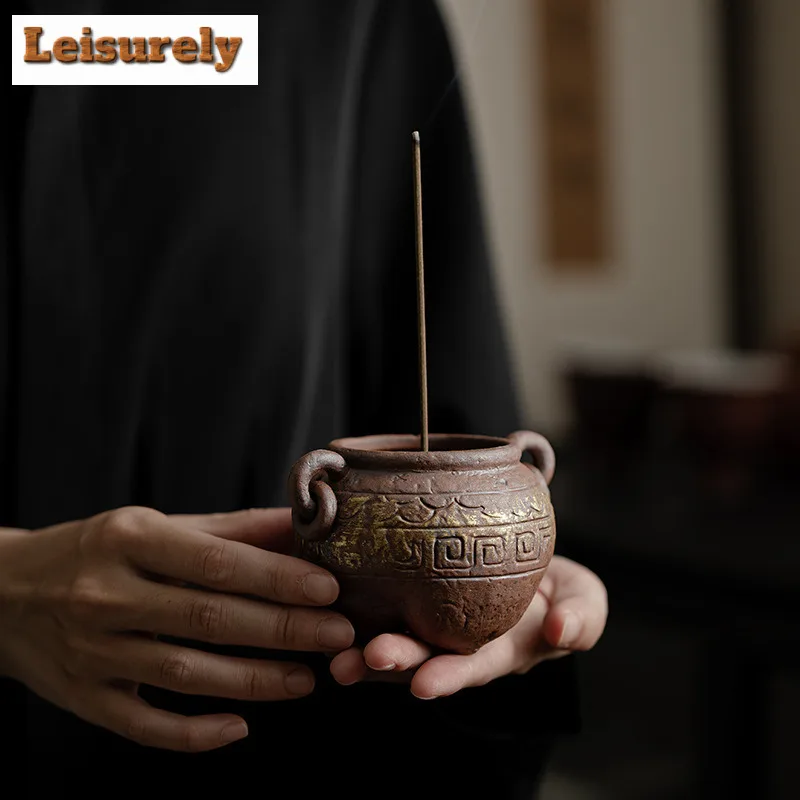 Ancient Tripod Aromatherapy Insert Holder Chinese Zen Thread Incense Burner Creative Aroma Seat Tray Tea Room Desktop Decoration