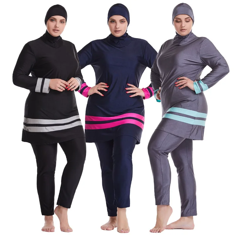 

Burkini Femme Musulmane Swimwear Full Covered Women Swimsuits Hijab Long Sleeve 3pcs Islamic Plus Size Diving Surfing Swimming