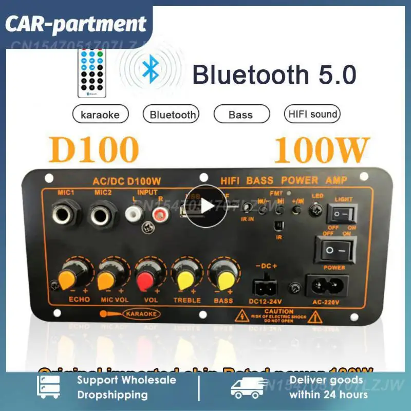 

Профессиональная цифровая плата усилителя Bluetooth 220 DC100 5,0 в, сабвуфер с двумя внешними динамиками 8-12 дюймов, 100 Вт