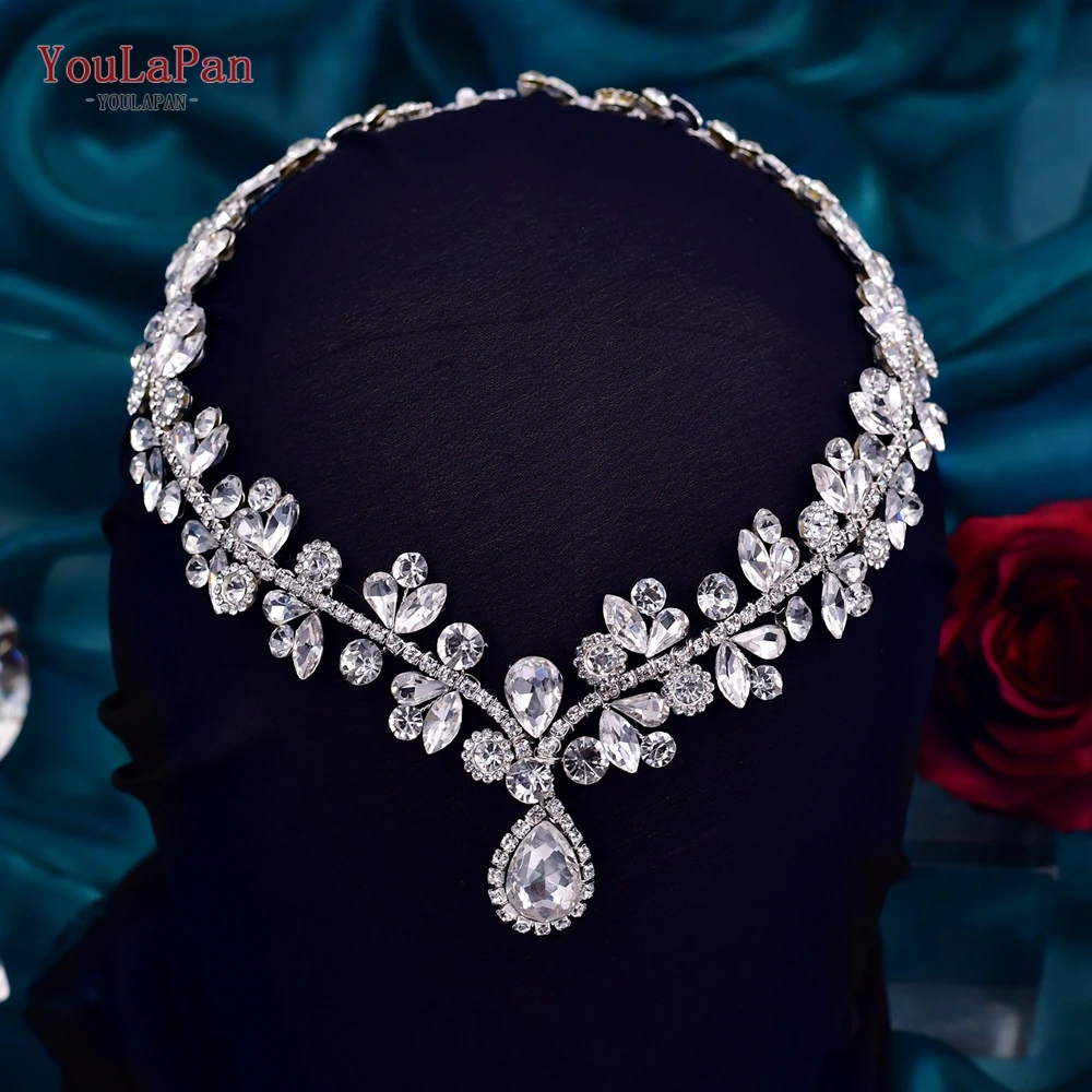 

YouLaPan HP470 Forehead Bridal Headband Rhinestone Headpiece for Woman Bride Water Drop Headwear Wedding Hair Accessories