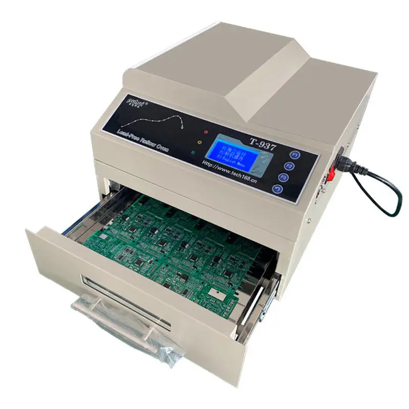 

PUHUI T-937 Desktop Lead-free Infrared IC Heater Reflow Solder Oven Hot Air CirculationBGA SMD SMT Rework Station Reflow Oven