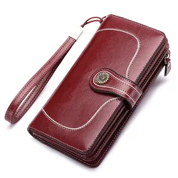 New 2022 Genuine Leather Wallet for Women Cowhide Wallet Coin Purse Luxury Lady Card Holder Passport Cover Long Wallet Business