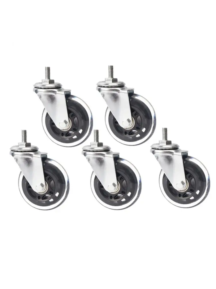 

(5 Packs) 3 Inch M8 Screw Pu Polyurethane Roller Ice Wheel Computer Chair Swivel Caster Silent Universal Pulley