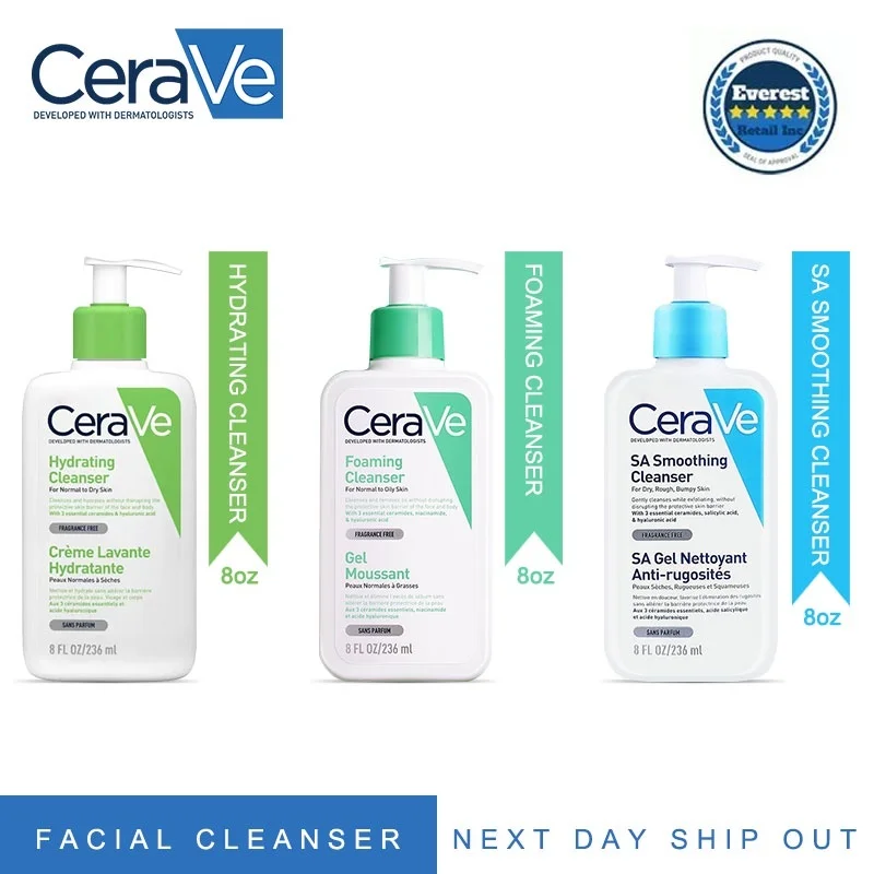 1pcs Cerave Foaming Facial Cleanser /hydrating Cleanser/sa Smoothing Cleanser Moisturizing
