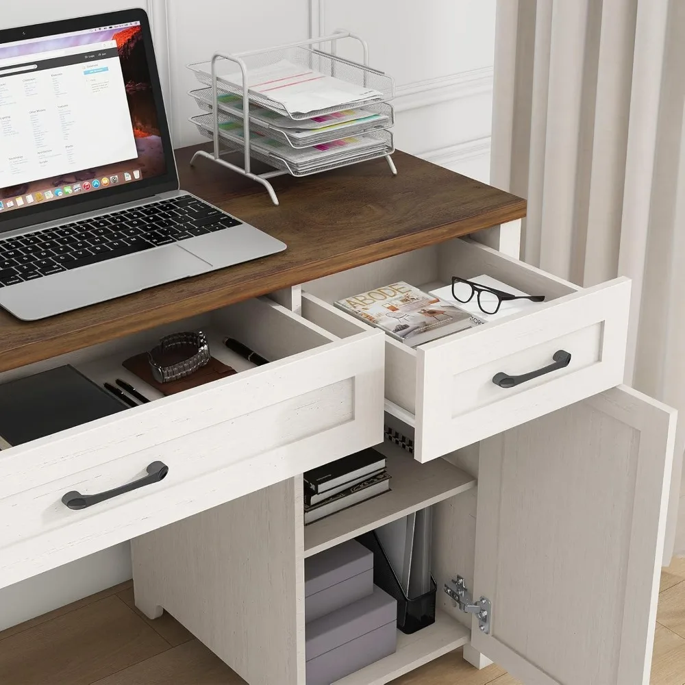 Farmhouse 47" Executive Desk, Computer Desk with Drawers and Cabinet, Workstation Computer Desk for Home Office and Study. 5