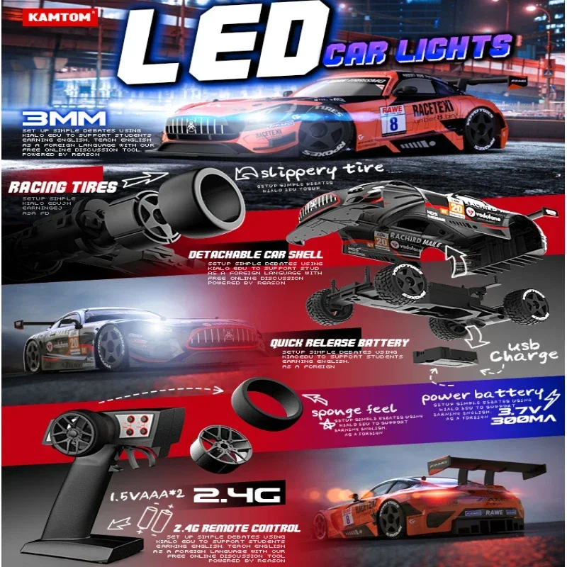 Drift Car 1:24 30km/h 2.4G Continuously Variable Speed Violent Rear Wheel Drive Gyroscope Professional Rc Cars for Adults Gifts 6