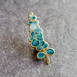 Elegant Eucalyptus Enamel Pin - Aesthetic Plant Brooch for Jewelry Lovers and Gift Giving (A)