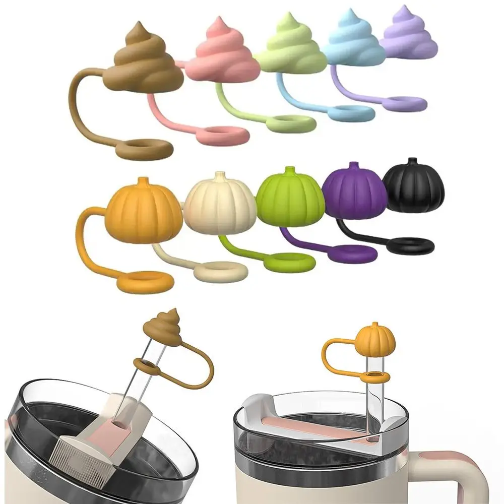 

Stool/Pumpkin Silicone Straw Covers Caps DustProof Drinking Straw Caps Plugs Cups Straws Accessories