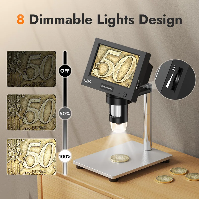 4.3inch LCD Digital Microscope 1000X Video Microscope for Adult with 8LEDs Soldering Microscope for Repair，pcb，plants Microscope 4