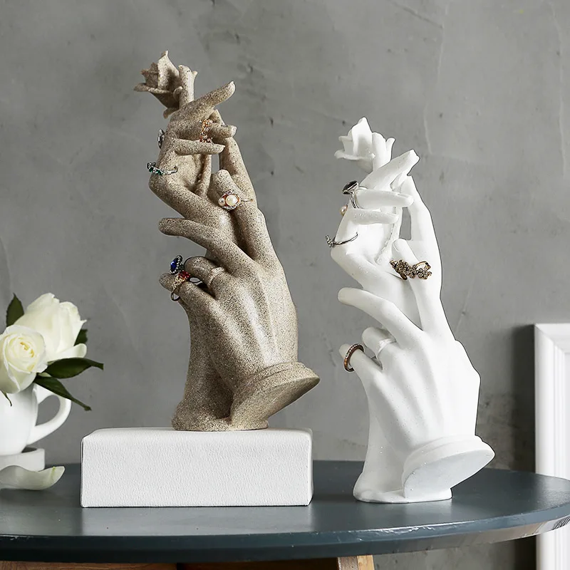 

Nordic resin hand models ring seat bracelet jewelry display shelf ring items rose hand wedding furnishing articles