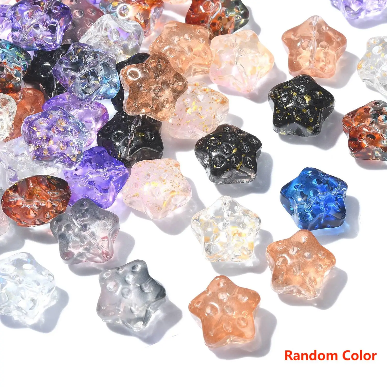 PandaHall 100Pcs Random Color 14mm Meteorite Star Beads Colorful Star Spacer Loose Beads for DIY Bracelet Necklace Jewelry Makin
