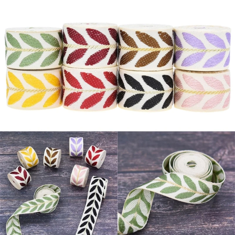 

Handmade Ribbon Leaf Printed Ribbon DIY Christmas Ribbon Webbing Scrapbooking