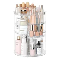 Rotating Makeup Organizer, DIY 8 Layers Adjustable Skincare Organizer Cosmetic Display Case with Brush Holder ＆Perfume Tray 1