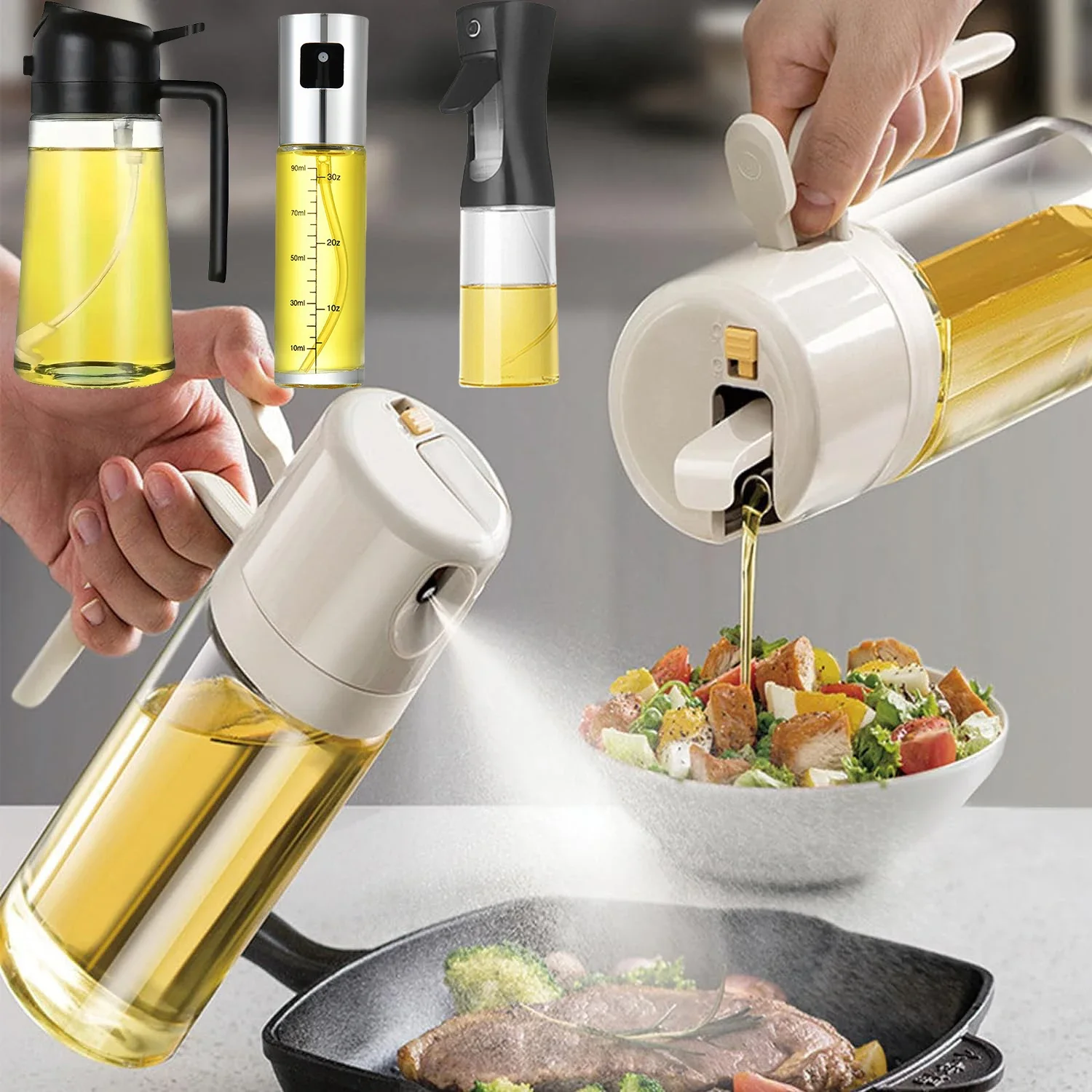 Kitchen Oil Spray Bottle Household Spray Pour Dual-use Air Fryer Olive Oil Cooking Barbecue Atomized oil spray bottle,oil sprayer,oil spray dispenser,oil dispenser