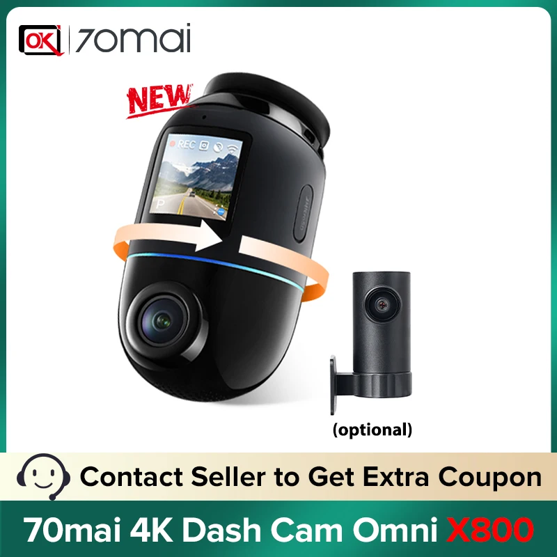 70mai 4K Dash Cam Omni X800 360° Rotating HDR Car Camera