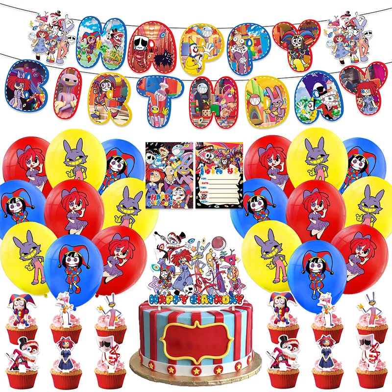 The Amazing Digital Circus Kids Birthday Party Decoration Balloon Invito Card Banner Topper Baby Shower Photography Supplies
