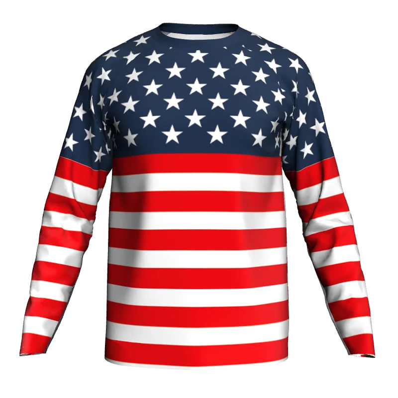 American Flag Stringer Long Sleeve Fishing Shirt