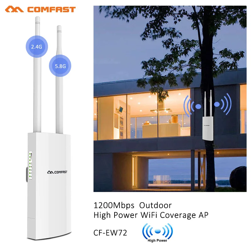 wireless internet signal booster Comfast 300- 1200 Mbps Dual Band Outdoor Wireless AP Router Omnidirectional Coverage Access Point Wifi Base Station Antenna AP best wifi signal amplifier Wireless Routers