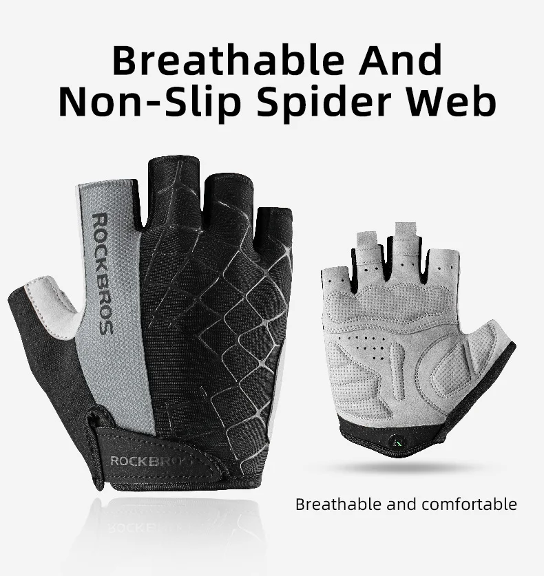 ROCKBROS Cycling Bike Gloves Half Finger Shockproof Breathable MTB Mountain Bicycle Sports Gloves Men Women Cycling Short Gloves 5