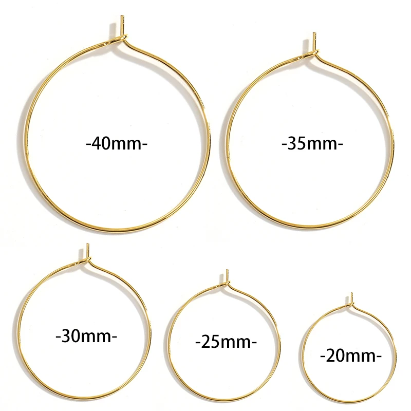 30Pcs/Lot 25-40mm Big Round Hoops Earrings Dangle Clasp Ear Wires Hooks DIY  Circle Earring