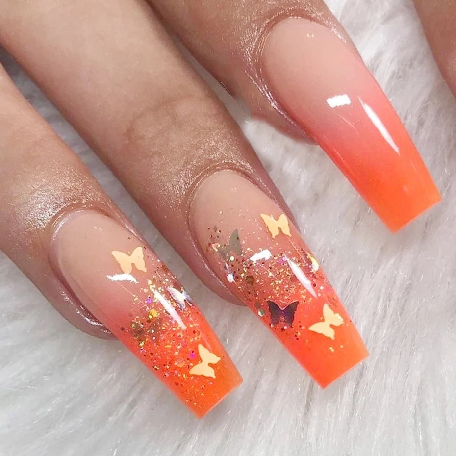 Holographic Mirror Butterfly Nail Sequins Ultra-thin Flake Nail Glitter Gold Pink Rainbow Gel Polish Manicure Decoration SAHSH