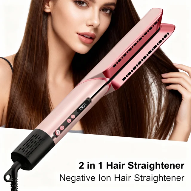Lisseur et sèche-cheveux 2 en 1, lisseur à ions négatifs, utilisation sur cheveux secs et humides, moteur sans balais haute vitesse, brosse lissante 1