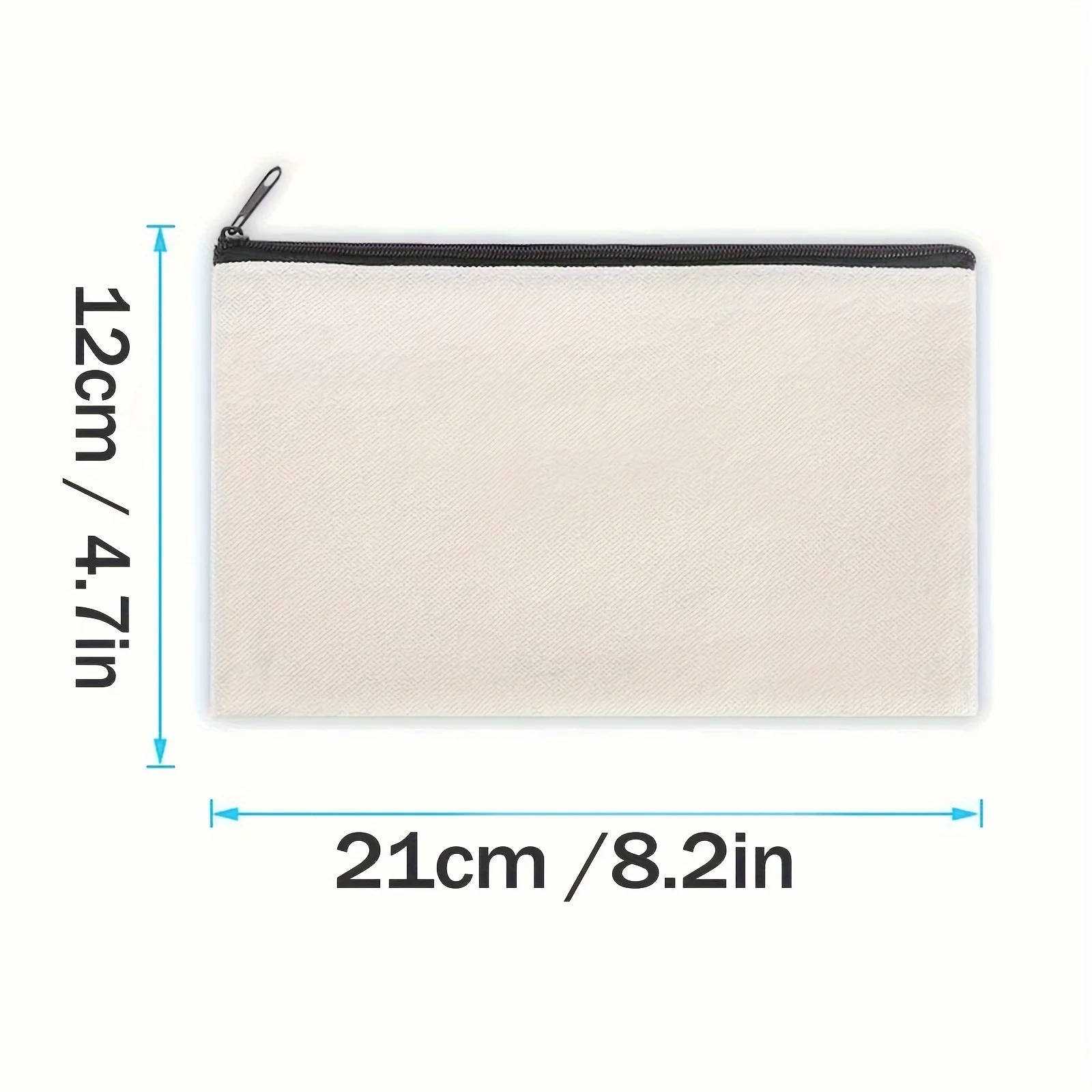 12-Pack Blank Canvas Zipper Pouch Bags, Fabric Pencil & Cosmetic Cases, DIY Craft Travel Pen Cases 3