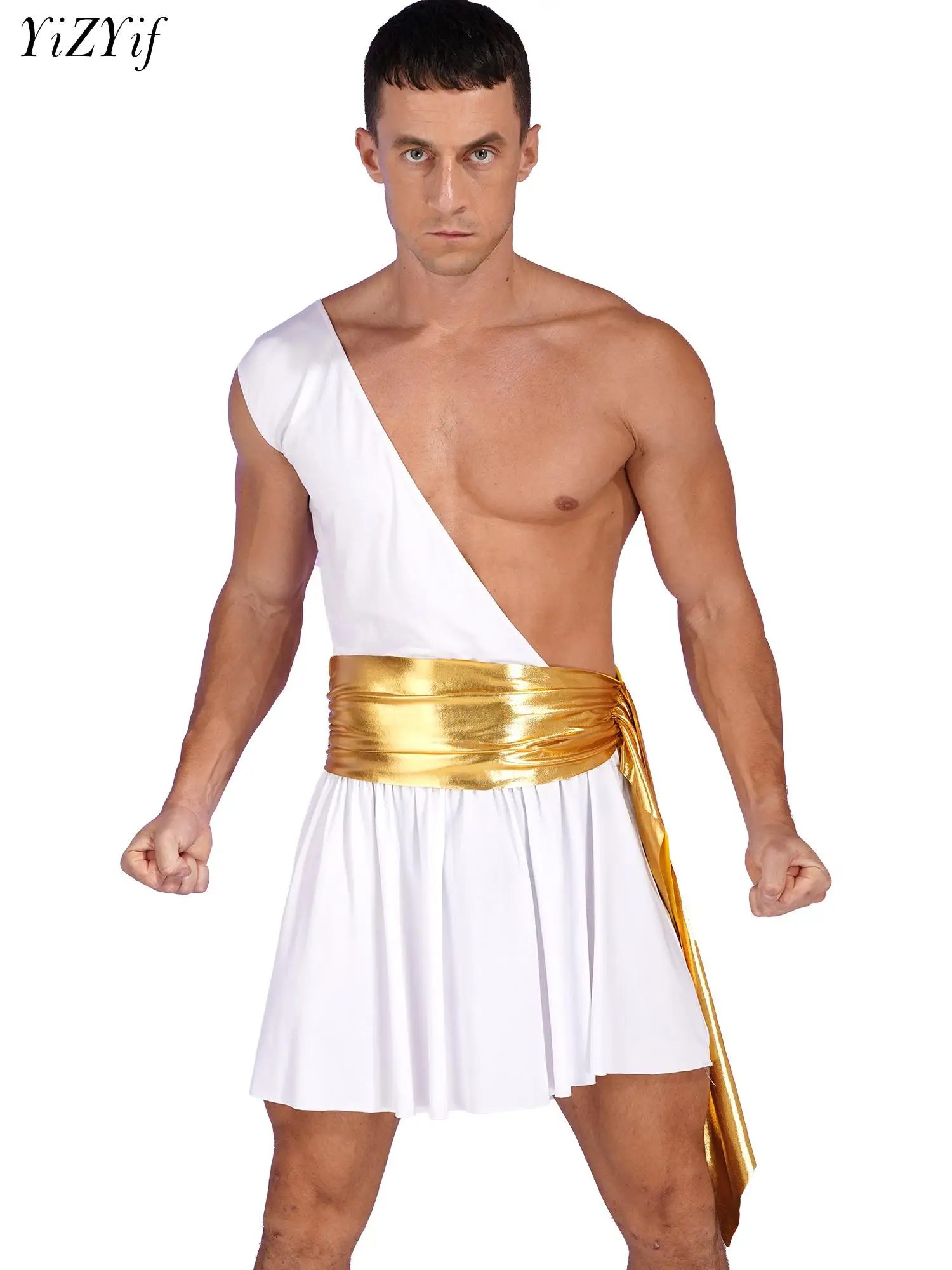 

Ancient Greek God Men Roman Costume Halloween Theme Party Outfits Sexy Armor Soldier Medieval Gladiator Warrior Cosplay Dress