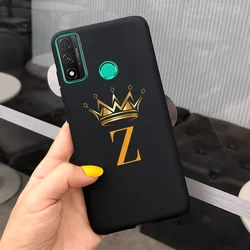 Luxury Letter Soft Silicone Phone Case - Elegant Protection for Huawei P Smart 2020 (Frosted Black)