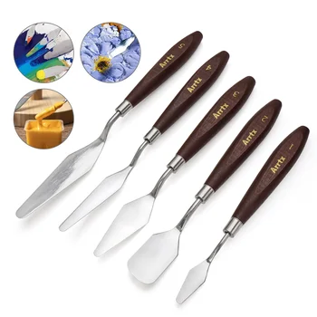 페인팅 나이프 스테인레스 스틸 뒤집개 팔레트, 오일, 캔버스, 아크릴 색상 혼합, 유화 액세서리, 5 개