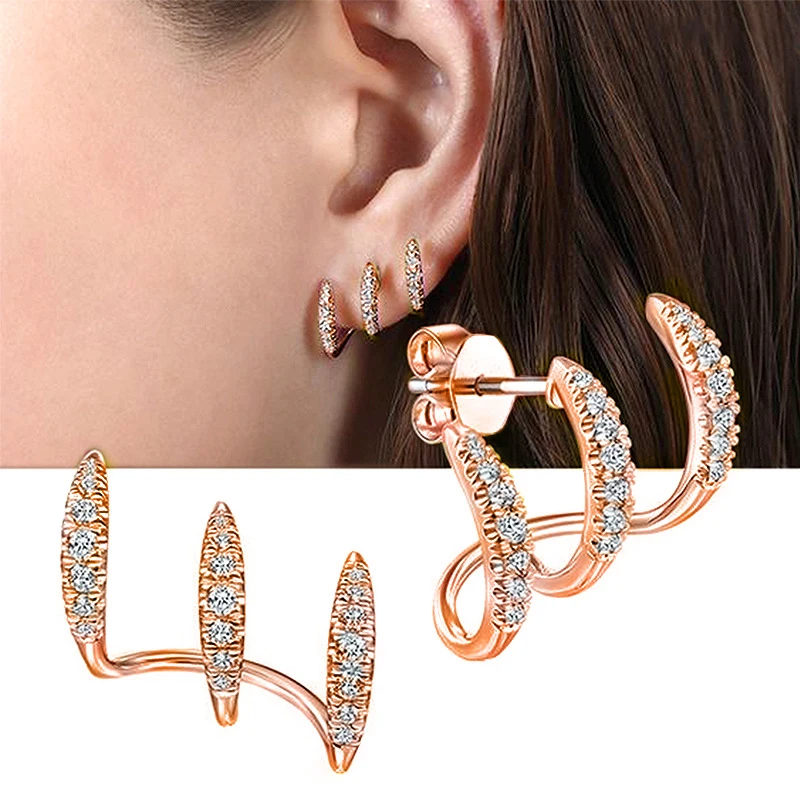 Lux Stud Earrings, Silver, Rose Gold