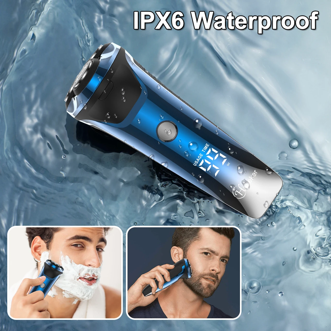 Hatteker 스마트 면도기 그루밍 게임 업그레이드 3 유연한 헤드 LED 스크린 민감한 피부에 완벽한 고속 충전 HT-906