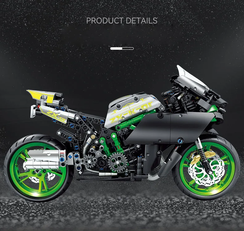 Technisches Japan-Motorrad-Traumfahrzeug Ninja H2R Baustein-Modellbausatz Motorrad-Konstruktionsspielzeug als Geschenk – Detail 3