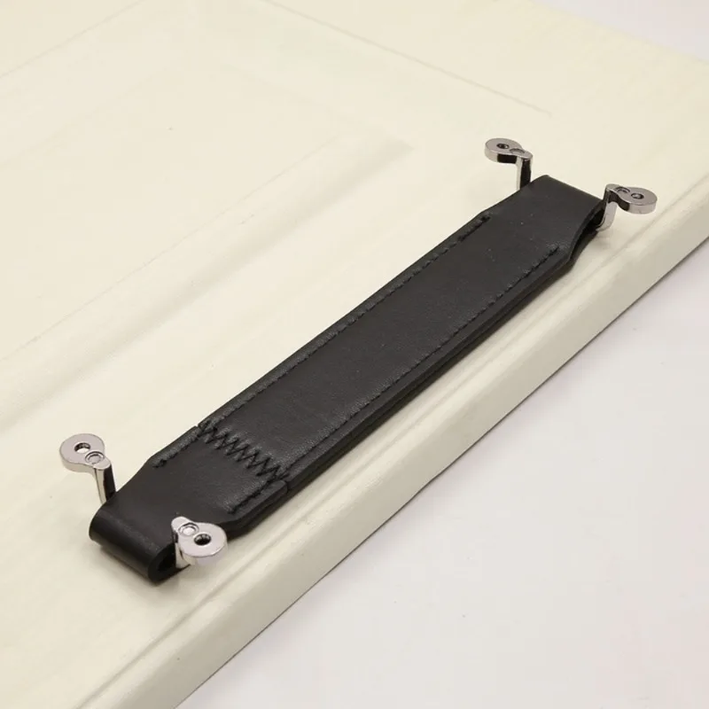 Elegant Soft Leather Handle with Screw - Durable PU Classic Stool and Cabinet Pull