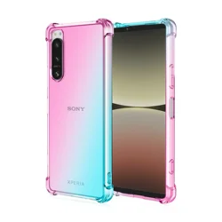 Shockproof Gradient Airbag TPU Protective Clear Case Cover for Sony Xperia 10 III (Pink Green)