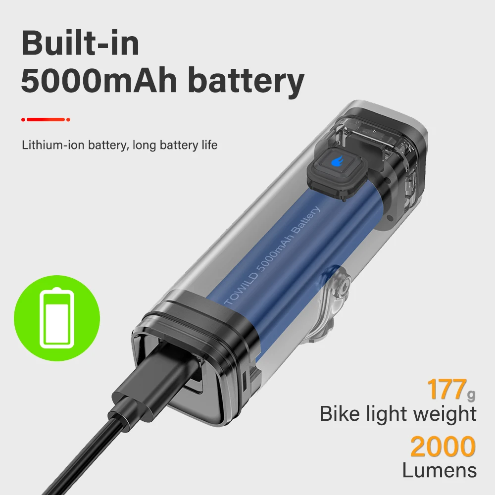 TOWILD CL2000 Bicycle Light With Cut-off Line Beam 2000LM