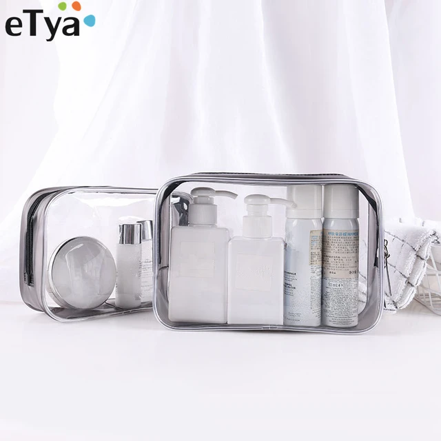 Estuche transparente de PVC para maquillaje, bolsa de viaje para  cosméticos, organizador de maquillaje pequeño y