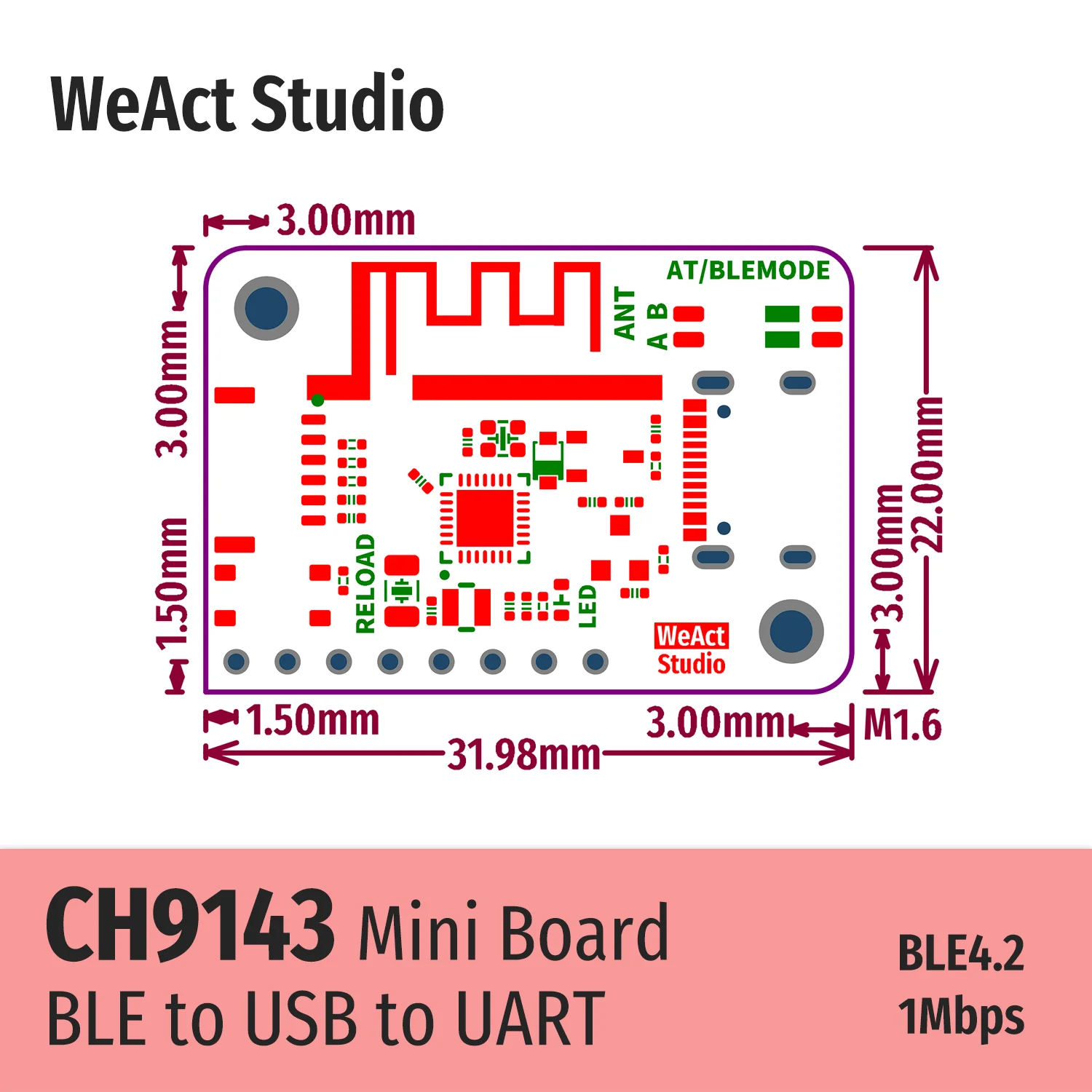 Módulo Ble Uart Usb para Serial Ttl Ch340 Weact-ch9143 - Imagem 2
