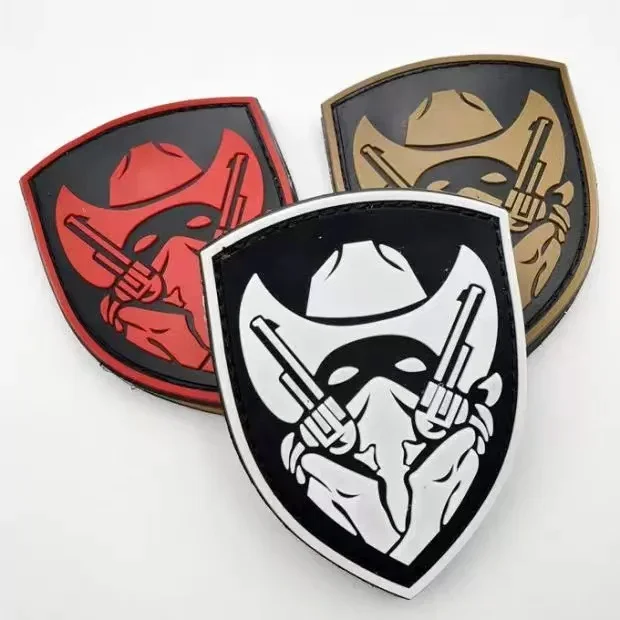 Medaglia D'Onore Morale Distintivo Doppia Pistola Cowboy Pvc Hook And Loop Patch Zaino Tattico Decorazione Sticker