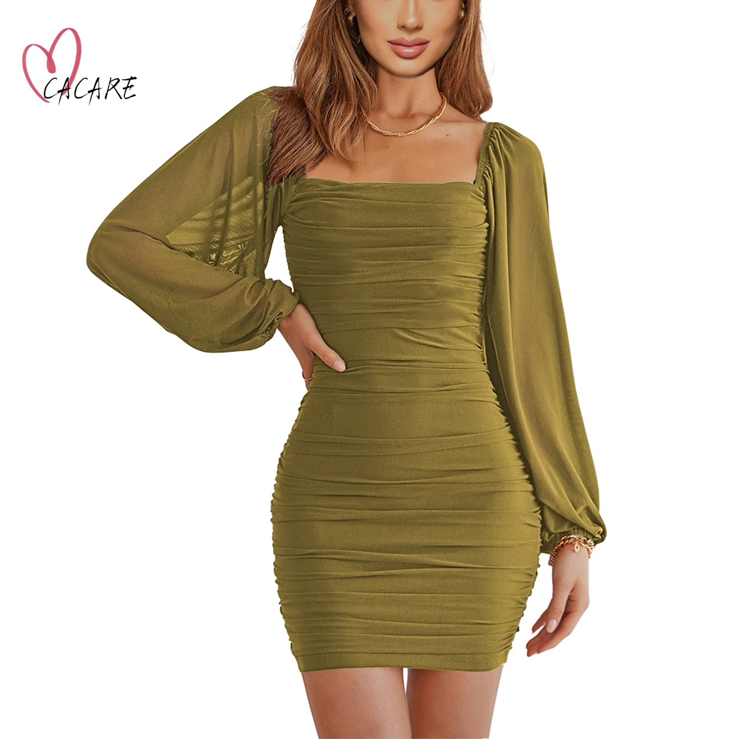 

2024 Sexy Mesh Slimming Short Dress Women traf Holiday Dress Female Long Sleeves Summer Party Dresses Woman Clothing robe 0149