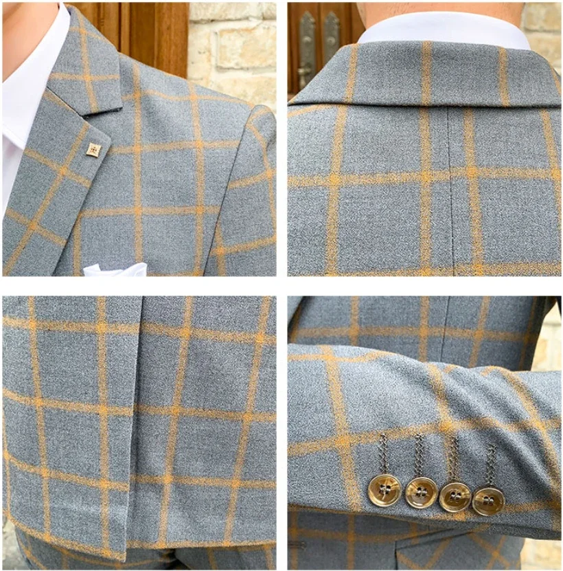 Suit (Blazer + Pants) Men's Fashion Hosts British Style Work Business Wedding Casual Art Style Elegant Gentleman Suit M-5XL
