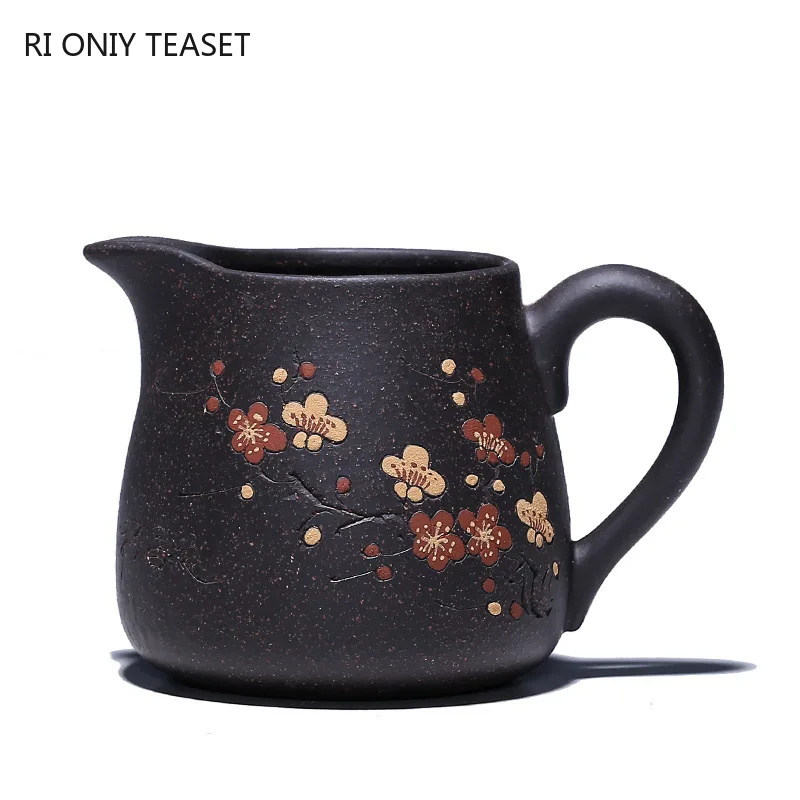 

210ml Authentic Yixing Purple Clay Fair Cup Cha Hai Master Hand-carved Plum Blossom Teacup Tea Set Accessories Master Cup