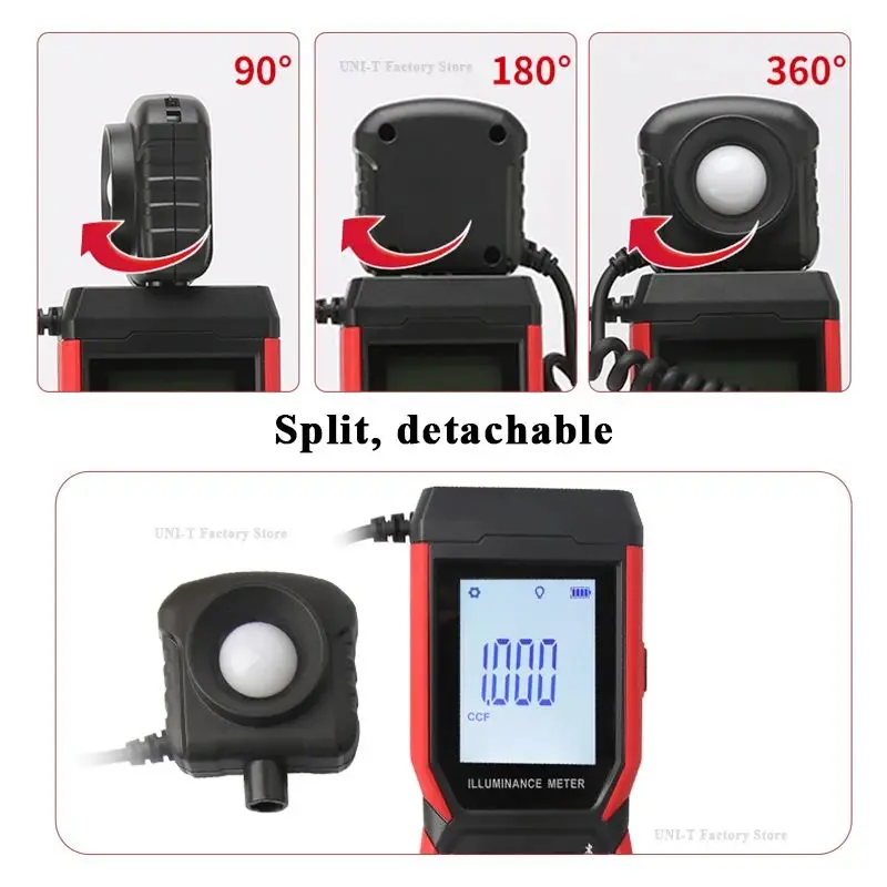 UNI-T UT381A Illuminometer Integrated & Split Digital Light Illuminance Meter 400000 Lx 37160 Fc Luxometer with Bluetooth APP