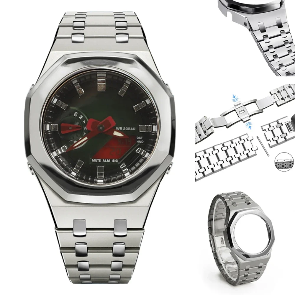 Gen4 Casioak Burnishing Custodia In Acciaio Inossidabile Per Kit Di Modifica G-Shock Ga2100 Cinturino In Gomma Con Cornice In Metallo Per Ga2110/Gab21