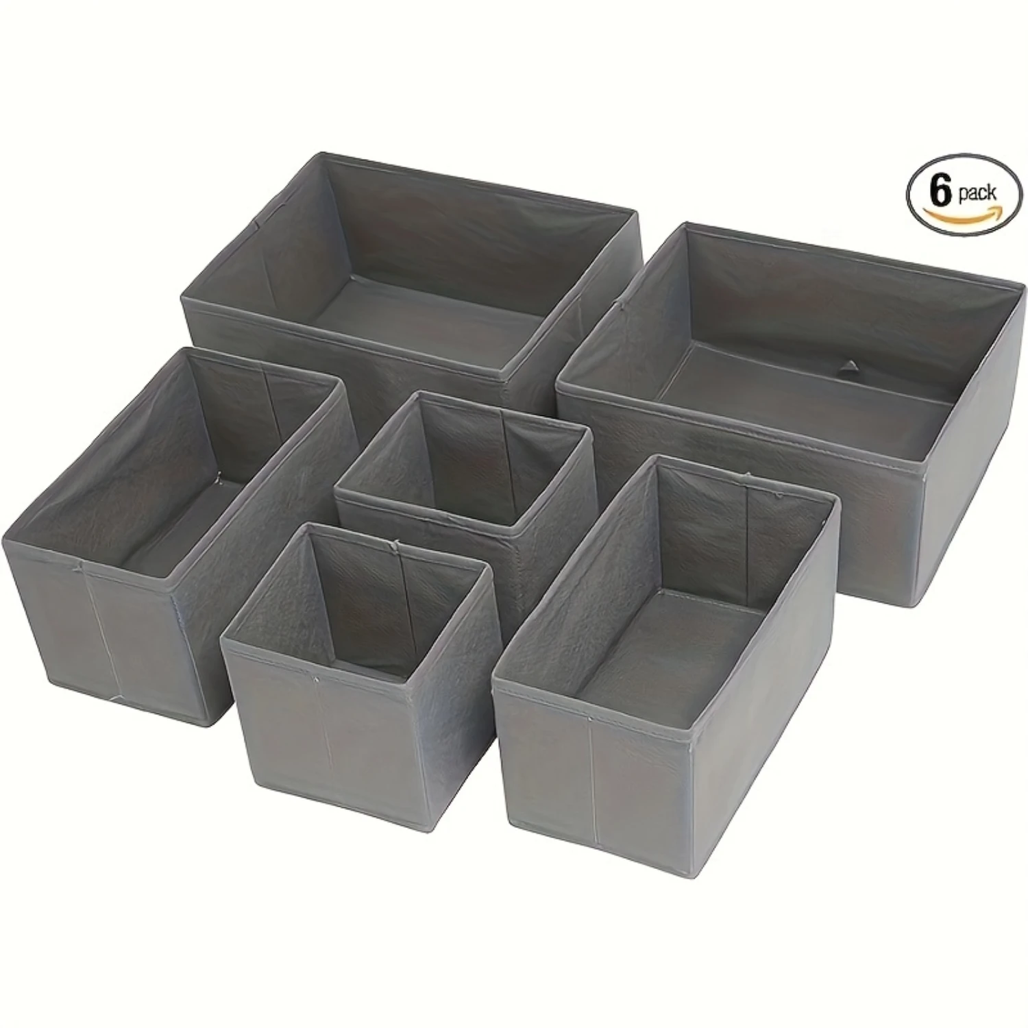 Simple Houseware Foldable Cloth Box Closet Dresser Drawer Divider Organizer Basket Bins for Underwear Bras, Dark (Set of 6