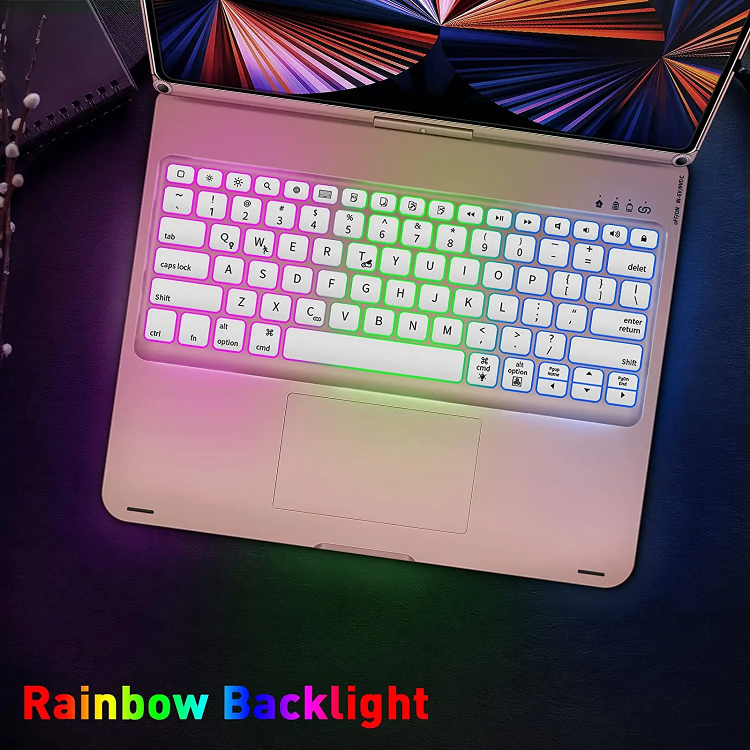 Girar Backlit Touchpad Teclado Case para Ipad 10th Pro 11 Air4 Air5 10.9 Ipad 10.2 ar 10.5 Pro 12.9 Swivel Ipad Teclado - Imagem 5