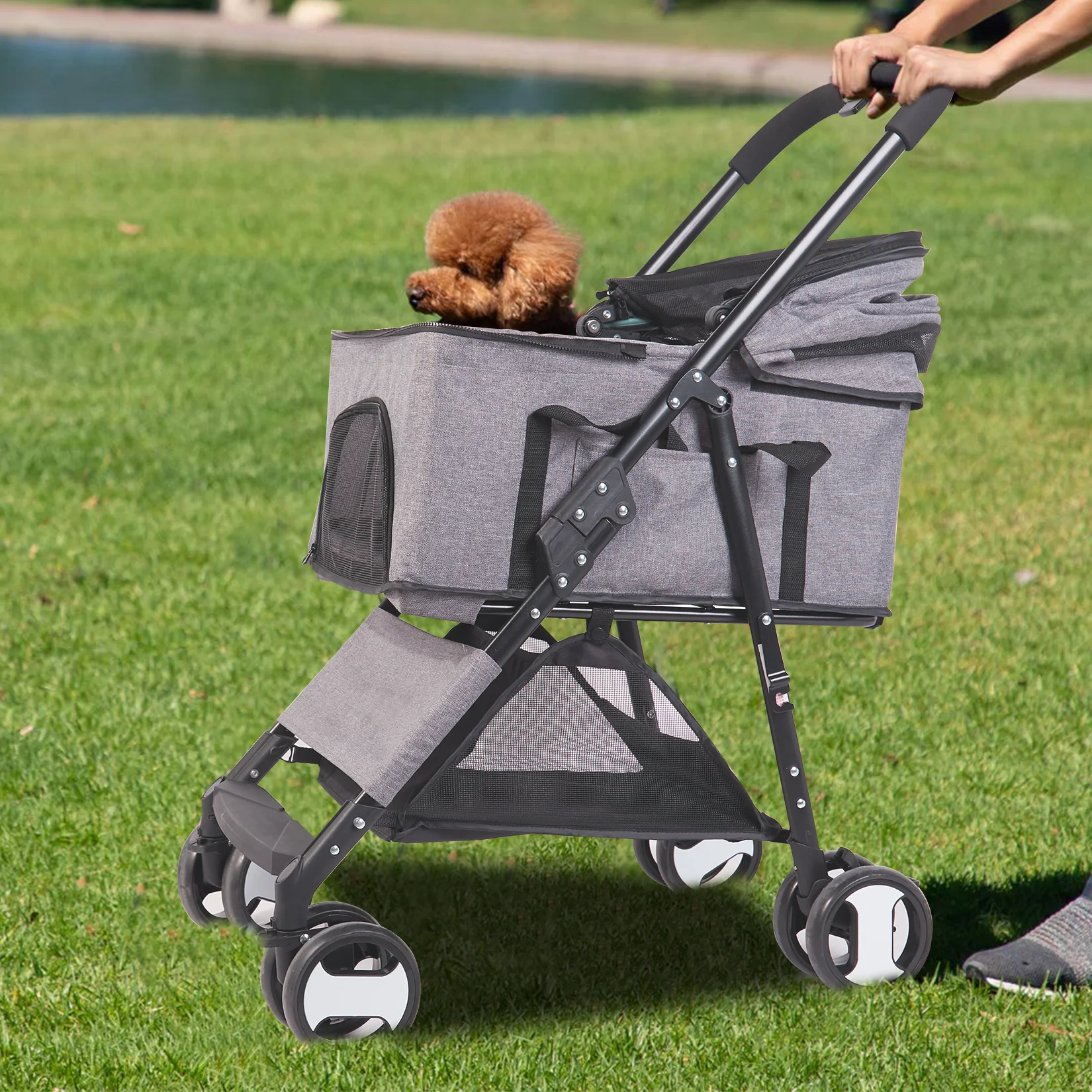 

Pet Stroller Pram Dog Cat Carrier Trailer Stroller Travel Walk Carrier With Detachable Carrier Cart Load 30kg Large Pet Stroller