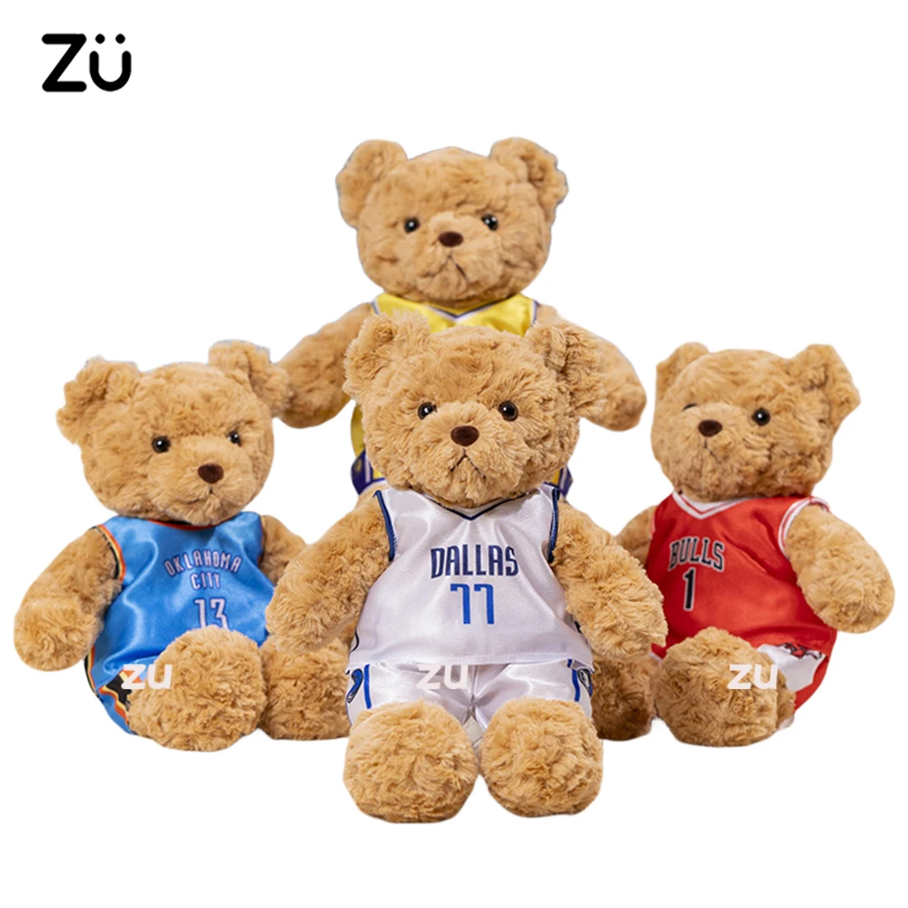 Basketball Fans Gifts NBA Jersey Bear Plush Toy Cool Sport Shirt Teddy Bear Soft Doll Stuffed Animals for Kids
